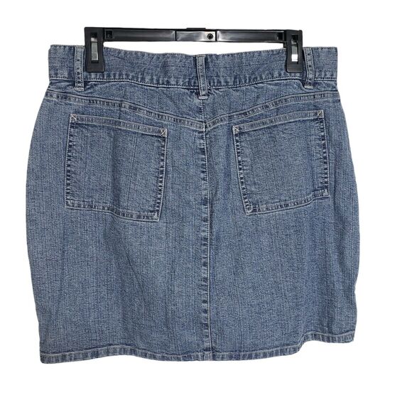 Vtg Gap Womens Skirt Size 8 Hip Hugger Stretch Blue Denim Short Mini Pockets - Picture 2 of 5